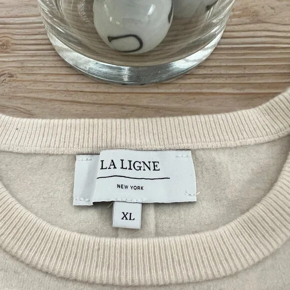 La Ligne Cashmere Stripe Sweater Vest – Ivory/Black – XL - Picture 2 of 6